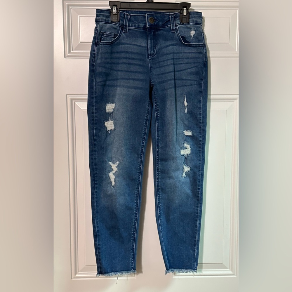 Justice Jeans Girls Youth Size 14 Dark Wash Jegging Distressed Casual